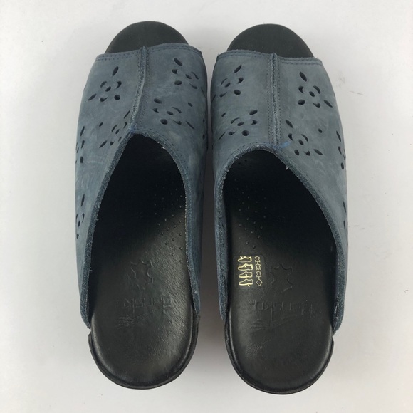 Dansko Shoes Womens 39 Blue Suede Perforated Slip on Open Toe Mules - Picture 8 of 12